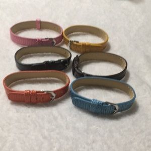 Set of six faux alligator woman’s adjustable watch bands w/silver tone buckles
